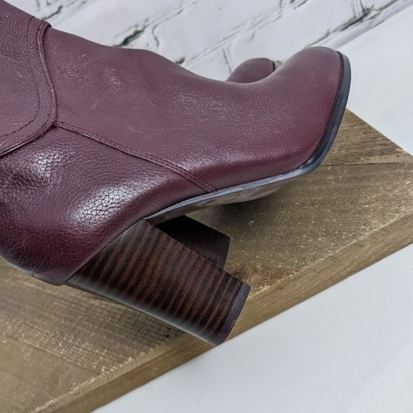 Knee high leather boots - burgundy high heel boots size 7 ANDRE NWT - Picture 3 of 10